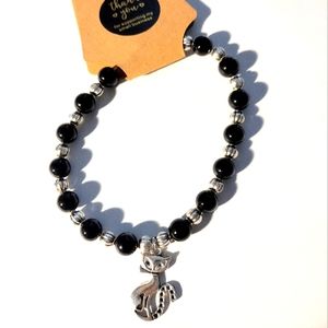 Beaded Bracelet with cat charm
